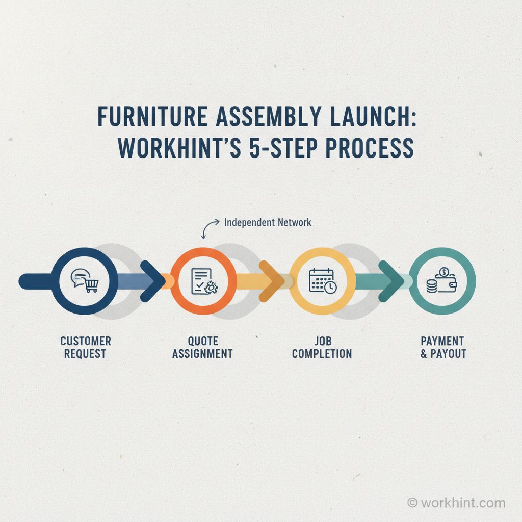 Furniture assembly business workflow from request to provider payout