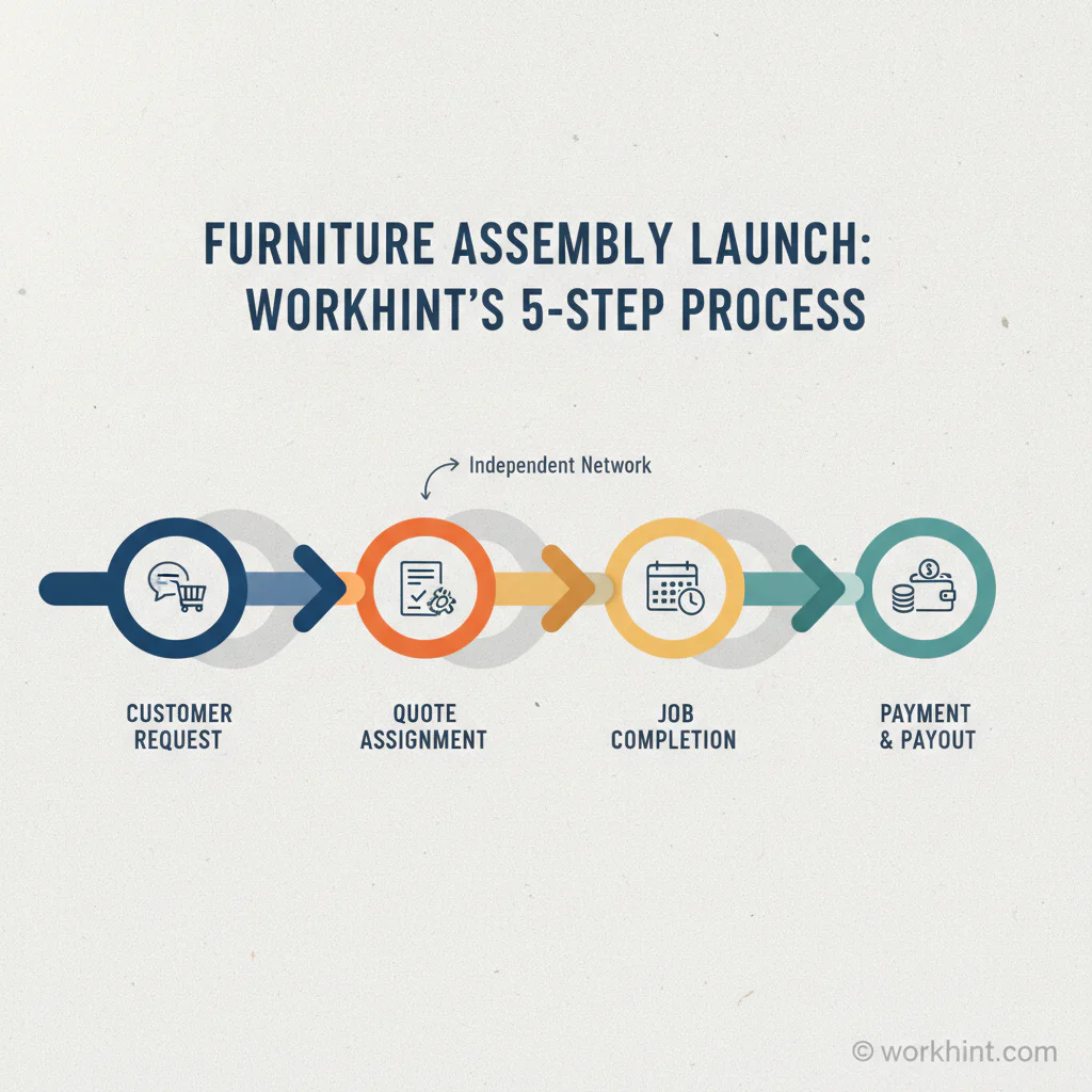 Furniture assembly business workflow from request to provider payout