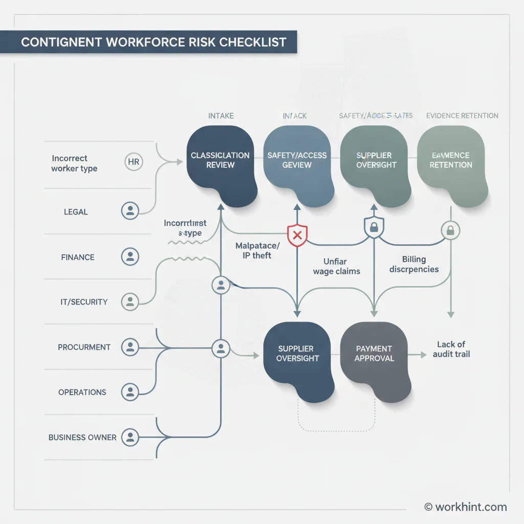 Contingent workforce risk management checklist workflow map