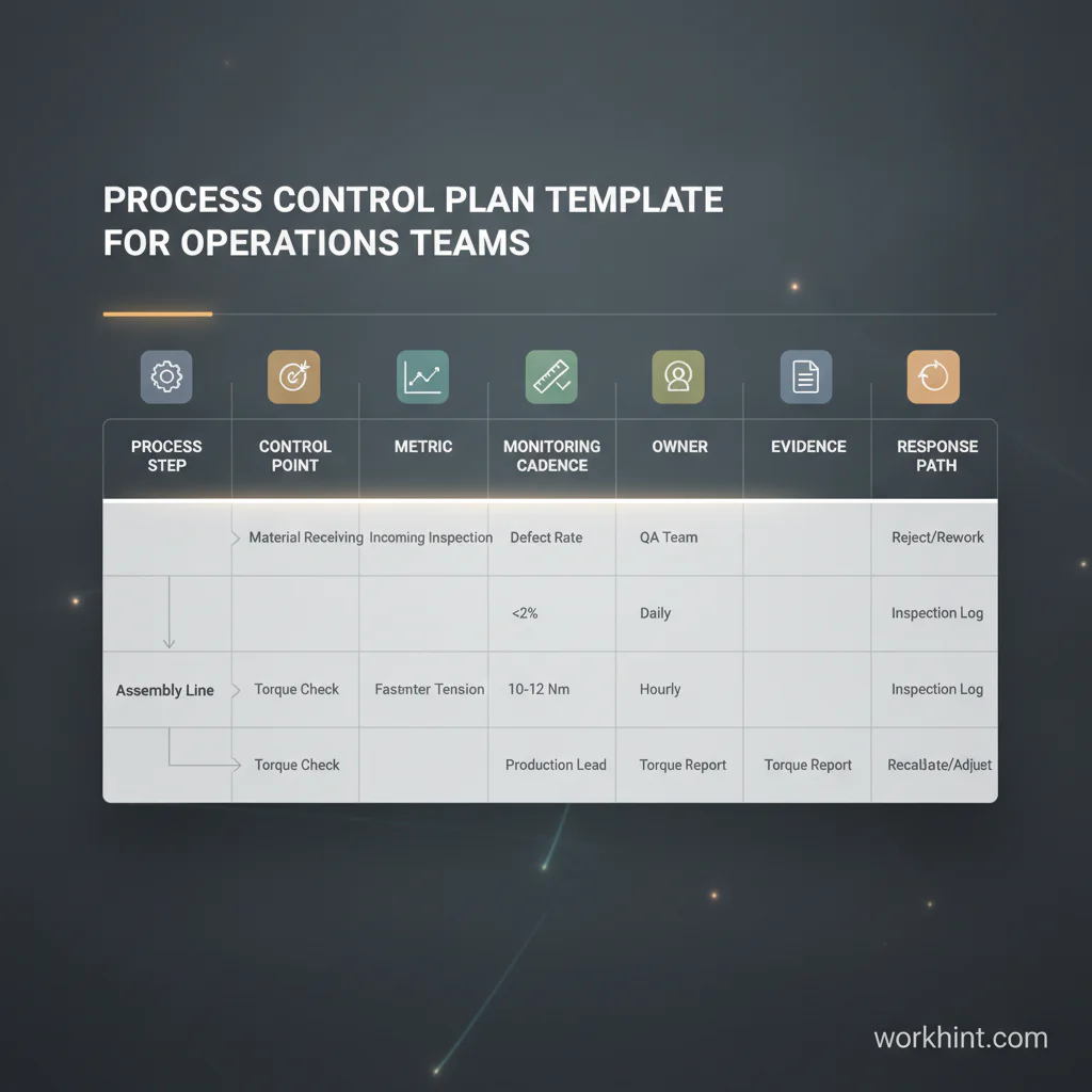 Process control plan operating model
