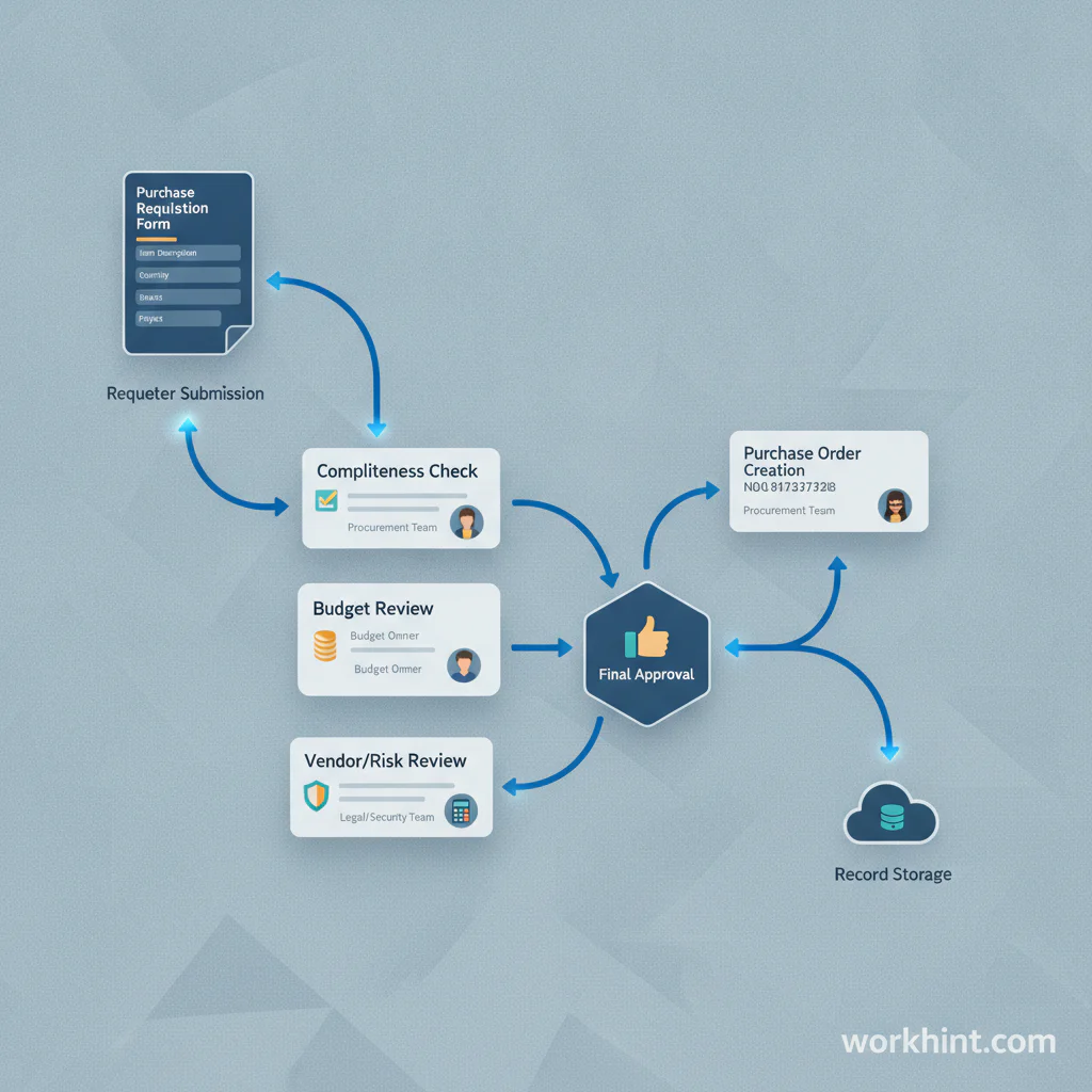 Purchase requisition approval workflow visual