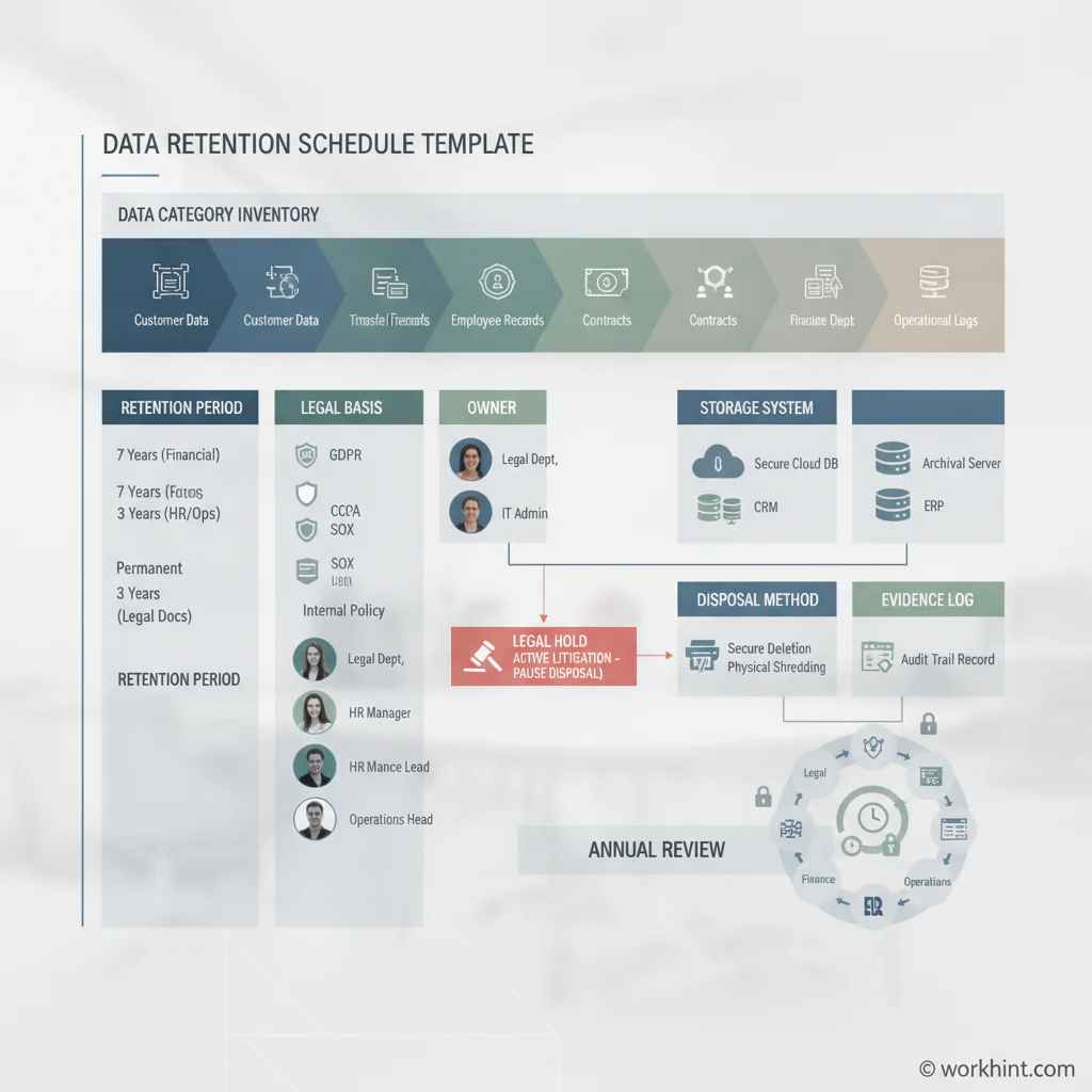 Data retention schedule workflow for business records