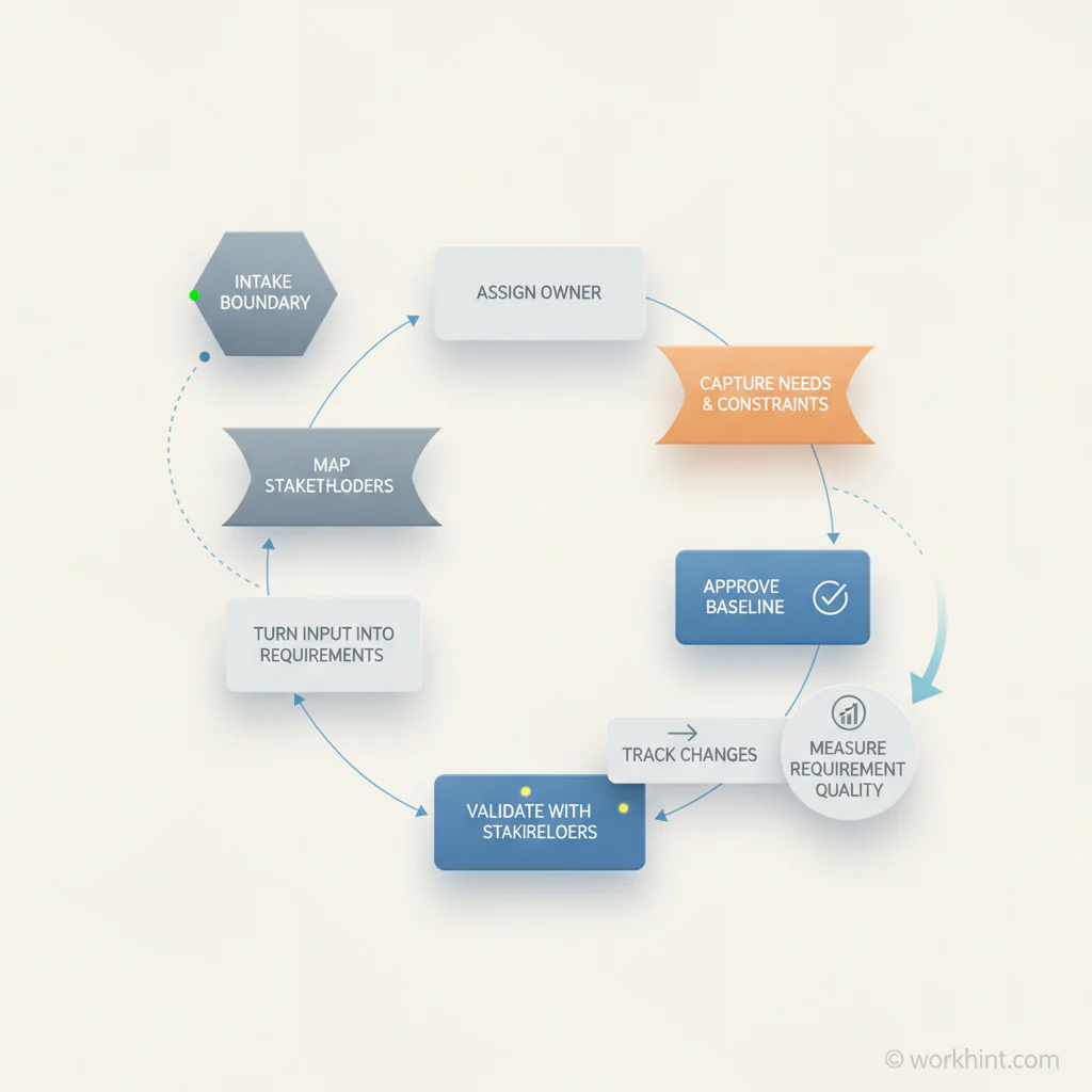 Requirements gathering process workflow visual