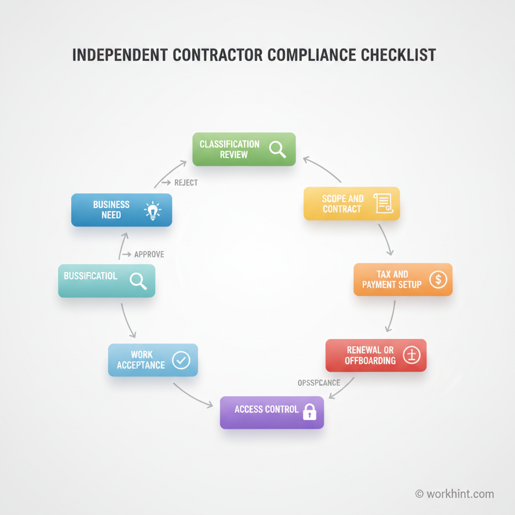 Independent contractor compliance workflow map