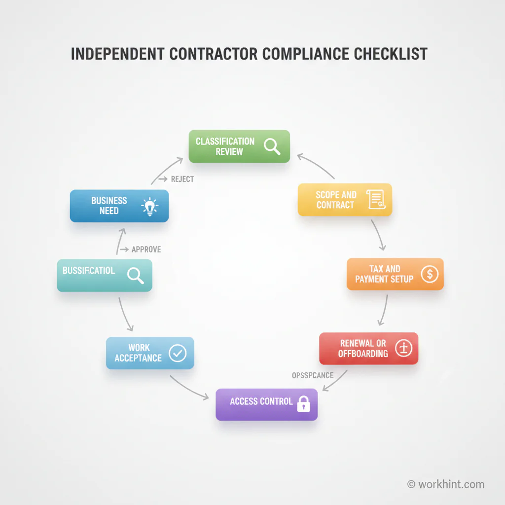 Independent contractor compliance workflow map