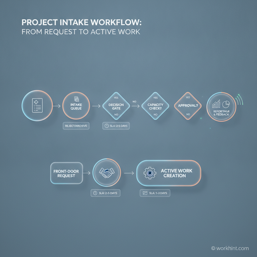 Project intake workflow from request to active work