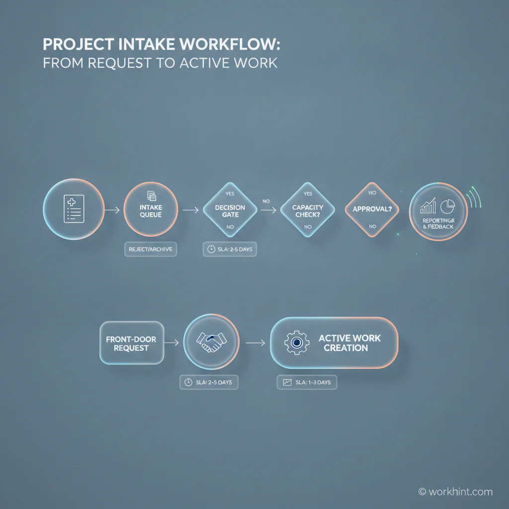 Project intake workflow from request to active work