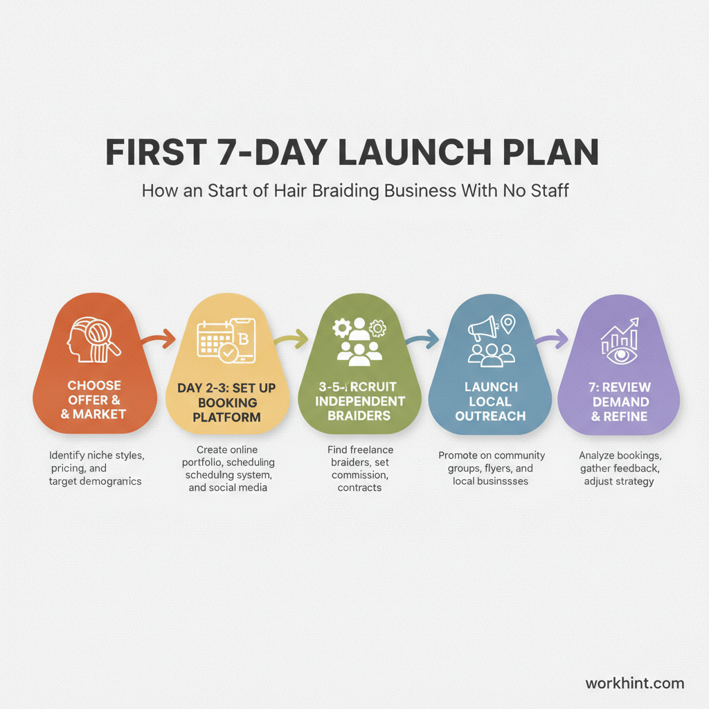 7-day launch plan for a hair braiding business