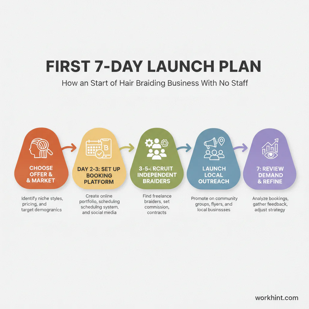 7-day launch plan for a hair braiding business