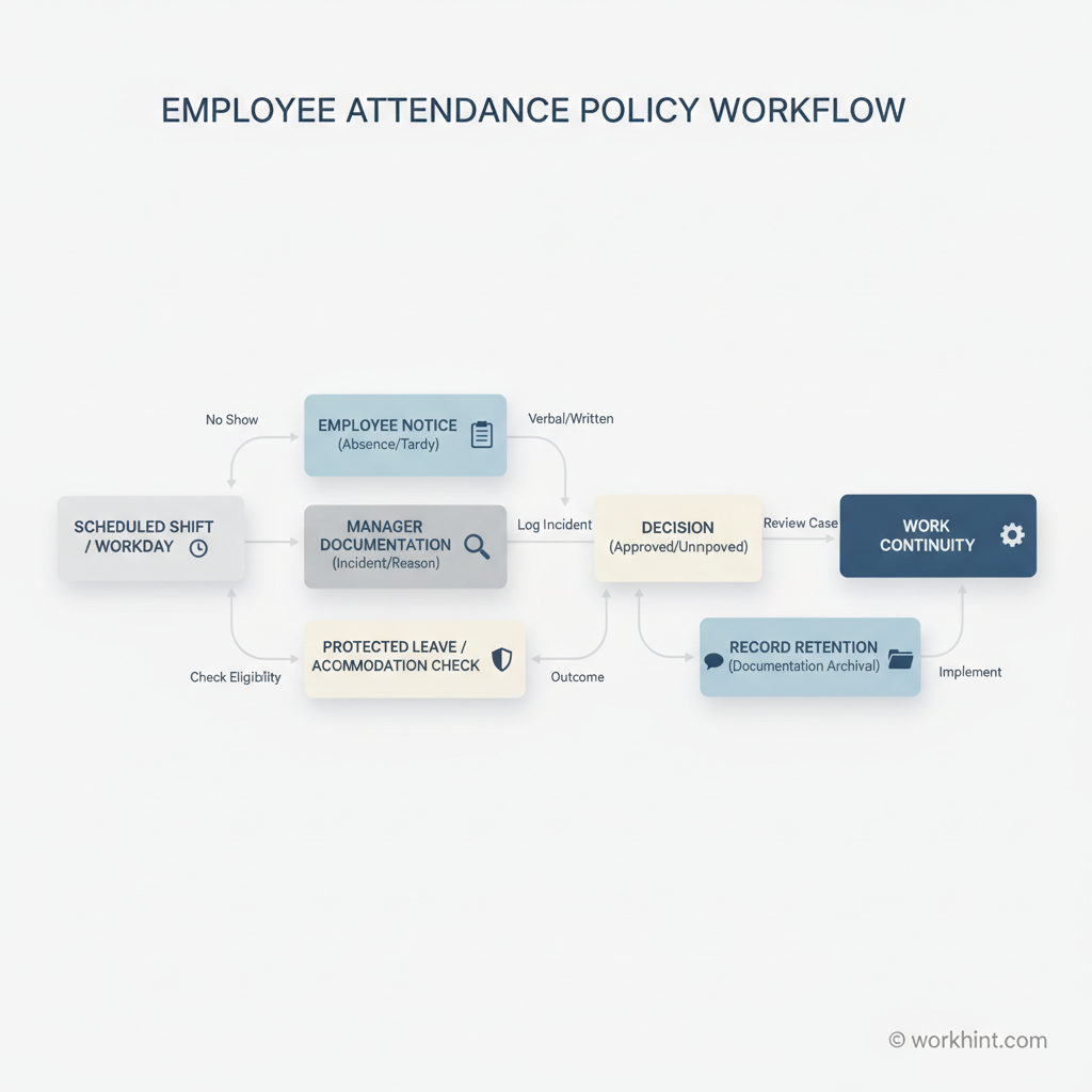 Editorial workflow visual for Employee Attendance Policy Template for Teams