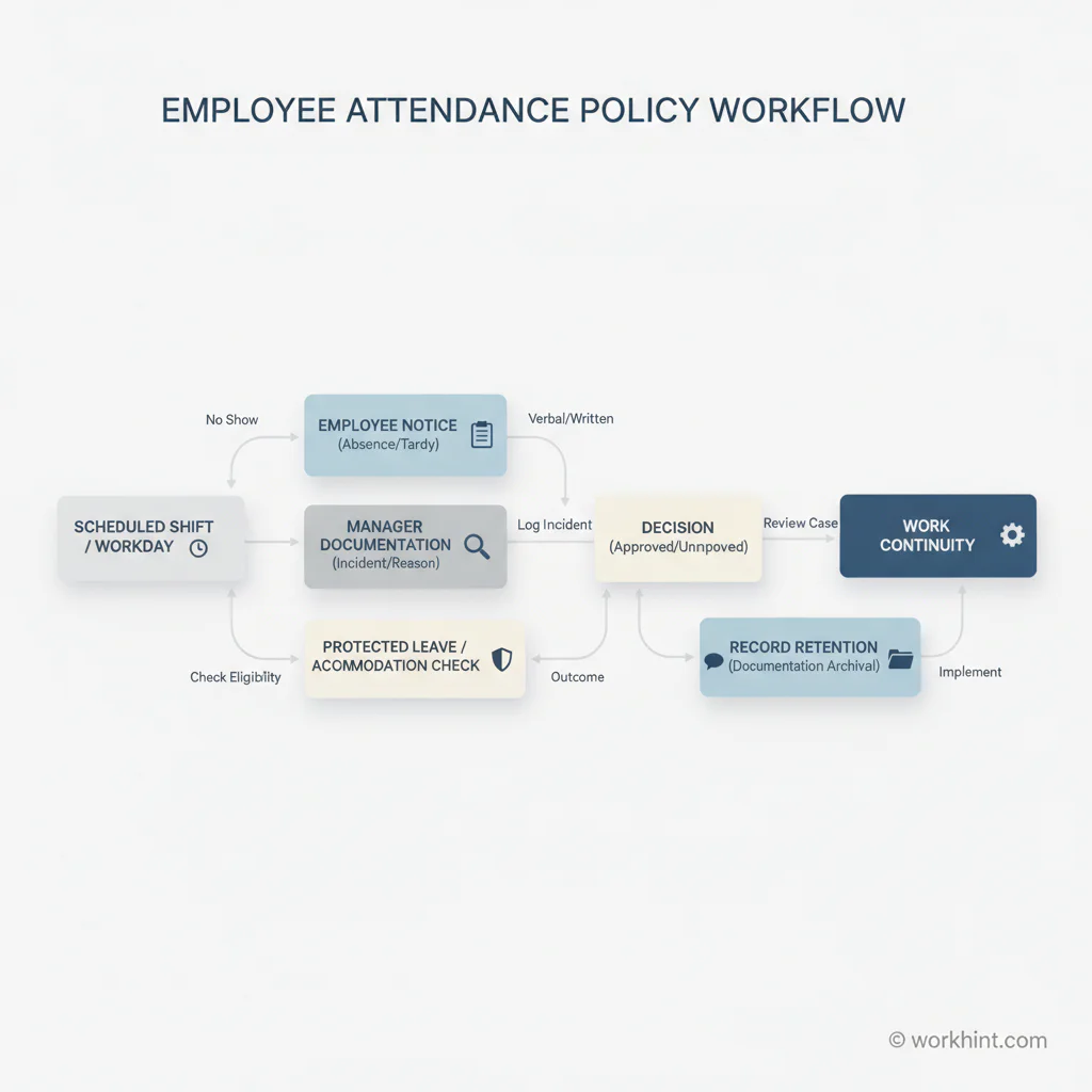 Editorial workflow visual for Employee Attendance Policy Template for Teams