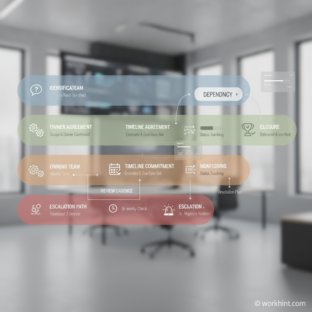 Cross-team dependency workflow visual
