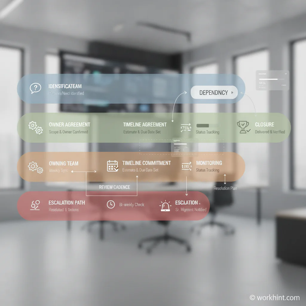 Cross-team dependency workflow visual