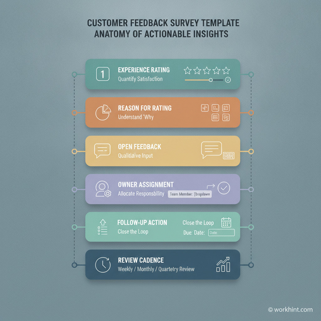Editorial template anatomy visual for Customer Feedback Survey Template