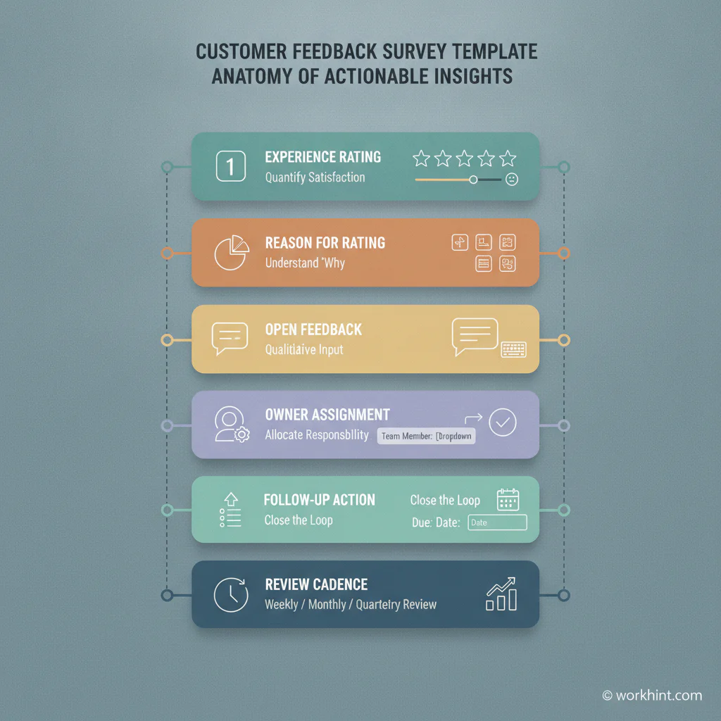 Editorial template anatomy visual for Customer Feedback Survey Template