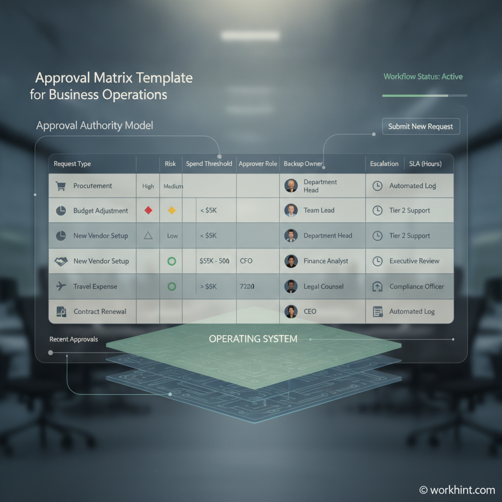 Approval matrix operating model for business operations