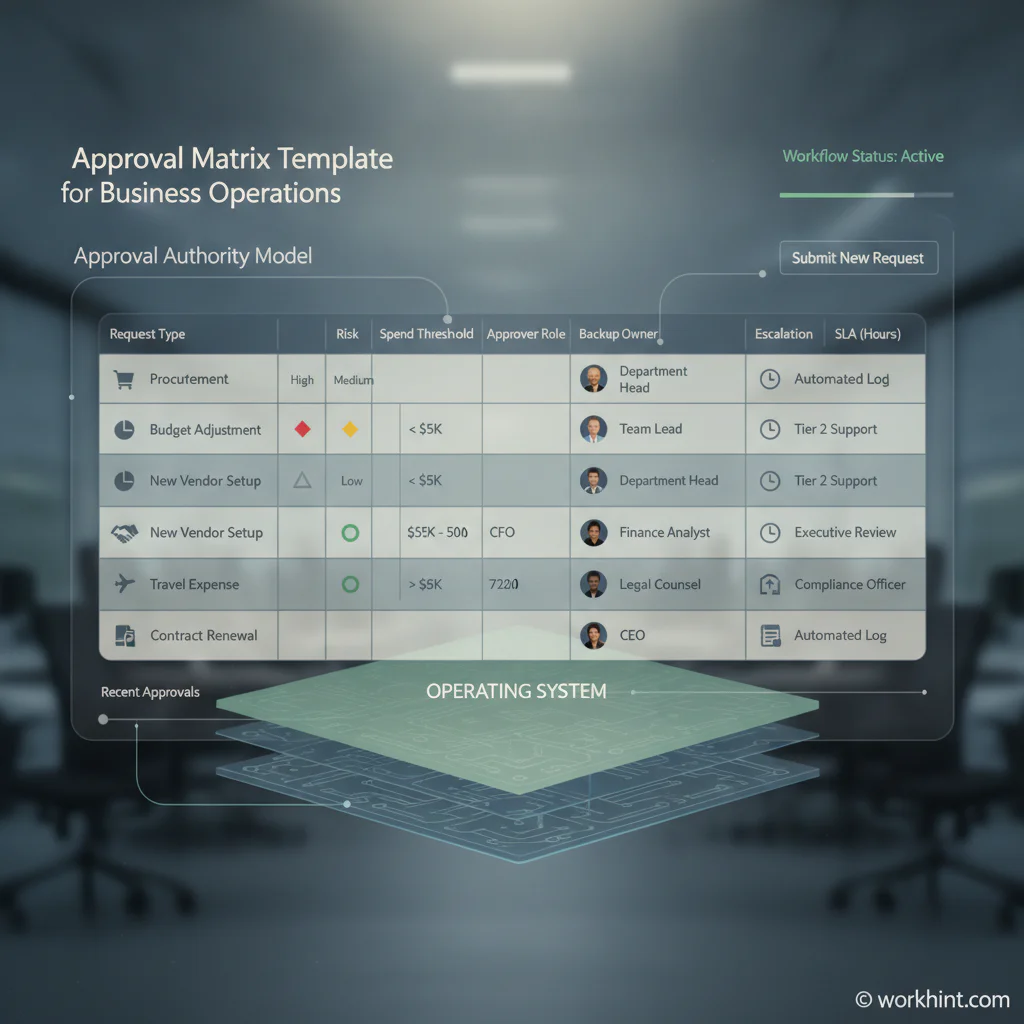 Approval matrix operating model for business operations