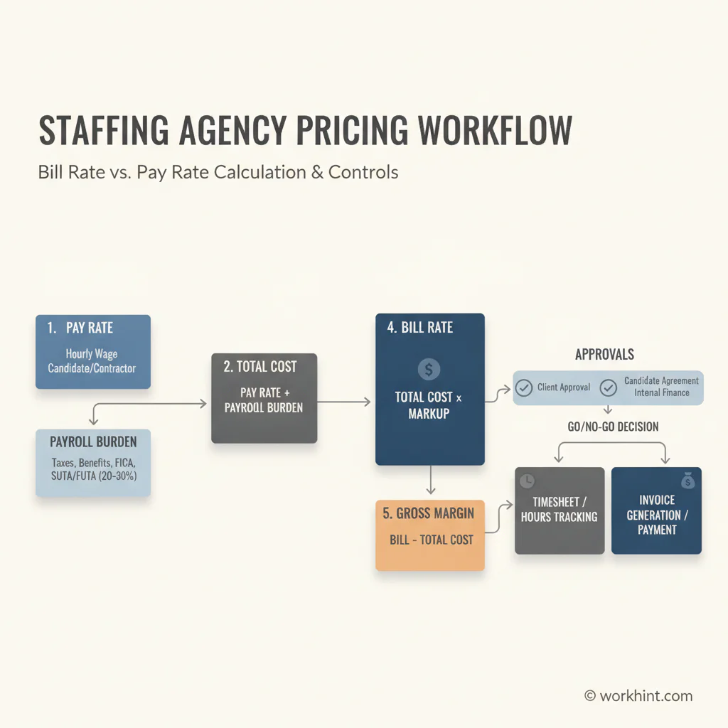 Bill rate vs pay rate staffing pricing workflow