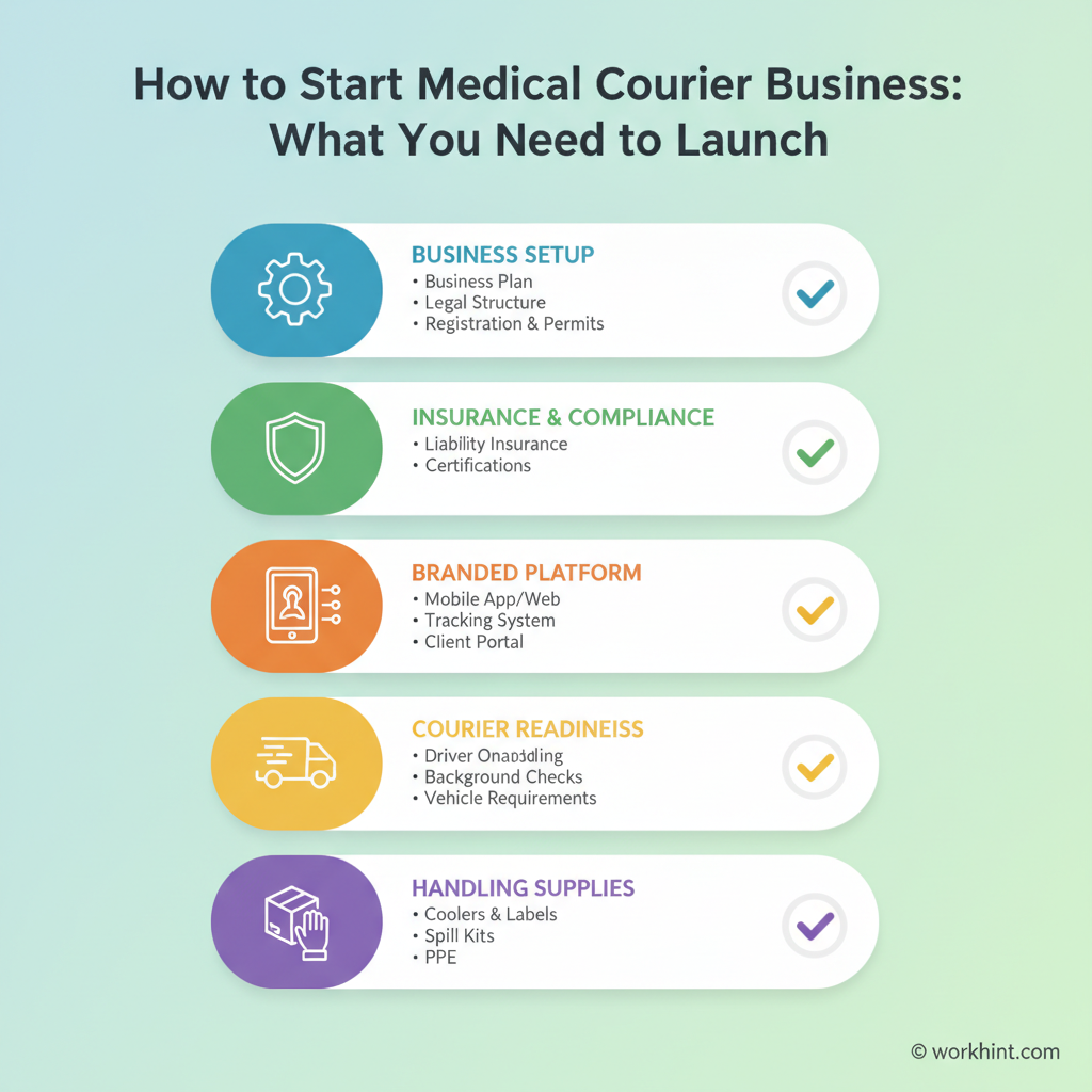 Medical courier launch cost and readiness checklist visual