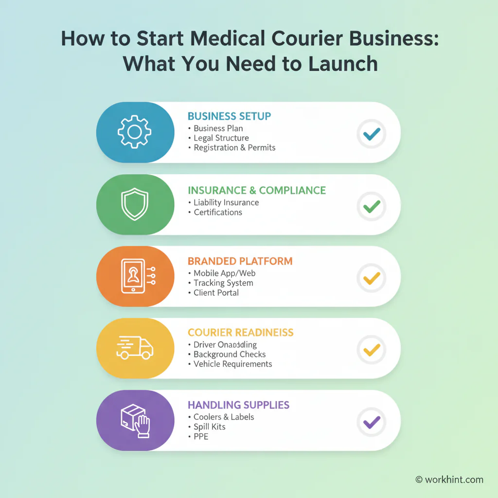 Medical courier launch cost and readiness checklist visual
