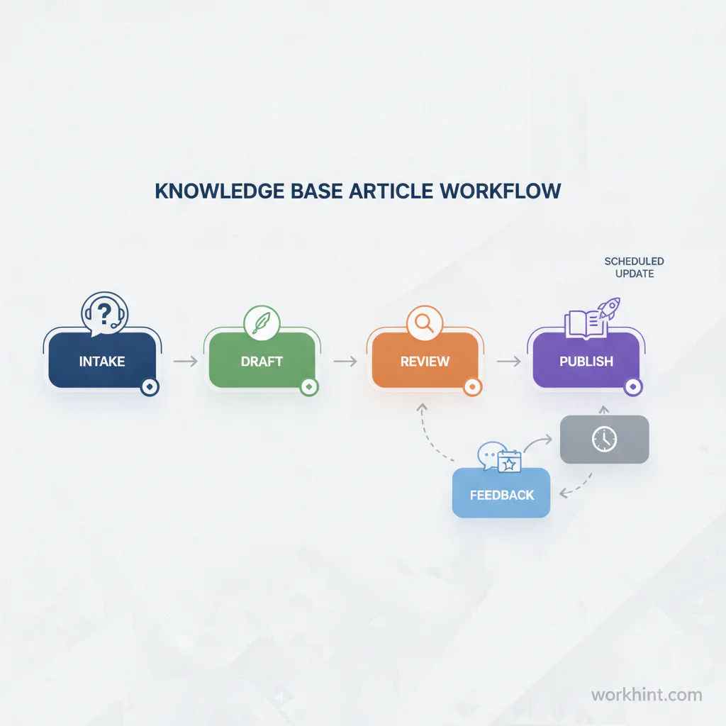 Editorial workflow visual for Knowledge Base Article Template for Support Teams