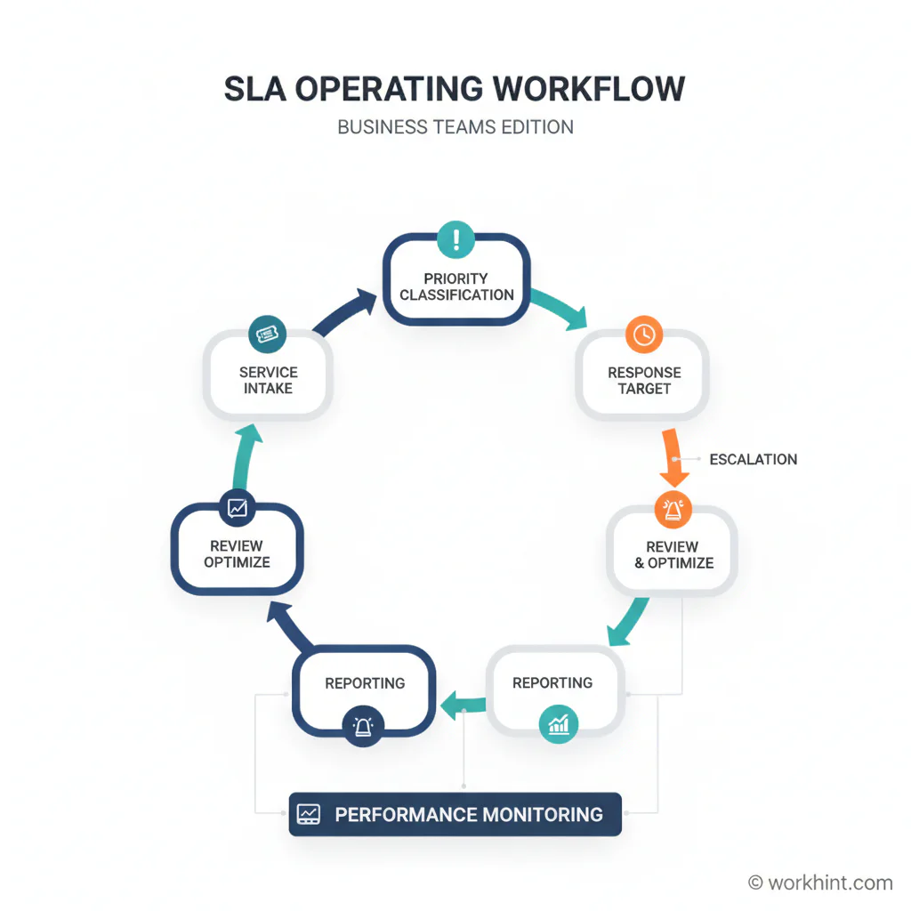 Service level agreement workflow from request intake to review