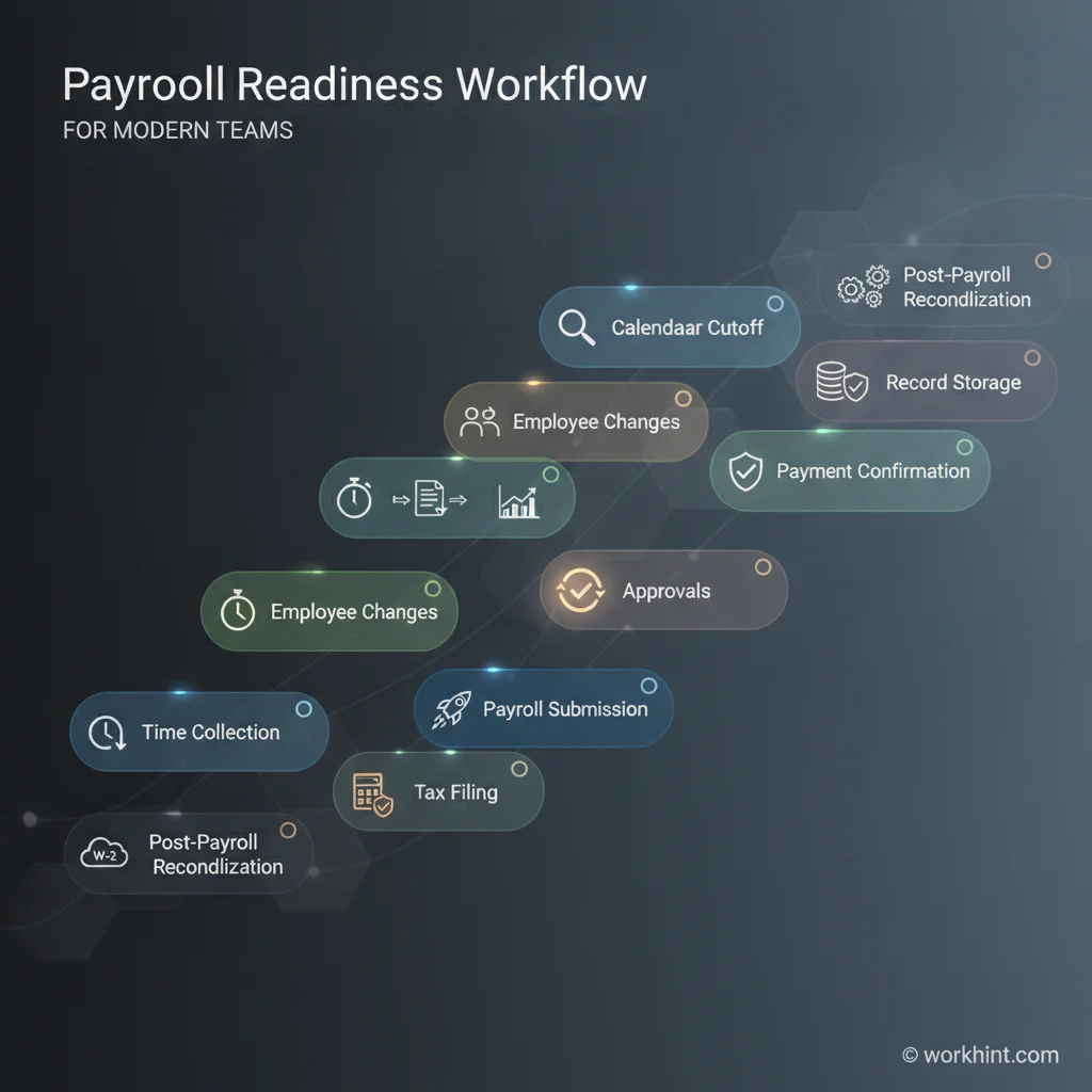 Payroll readiness workflow from cutoff to reconciliation