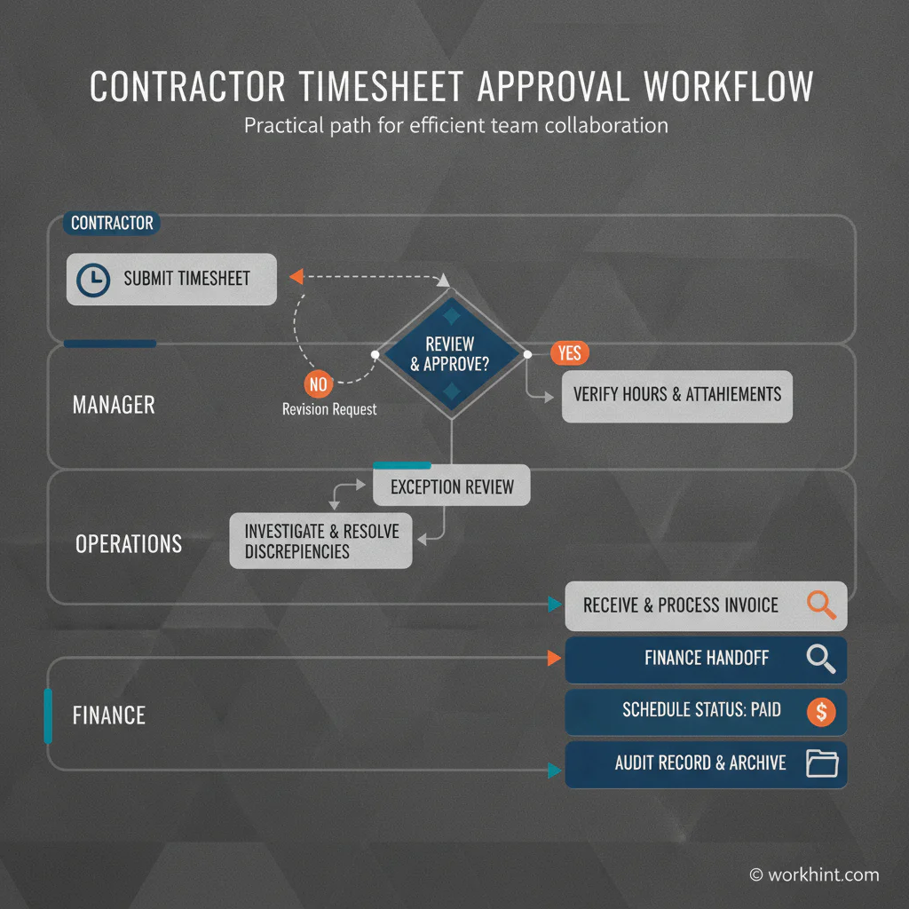 Contractor timesheet approval workflow for external workforce teams