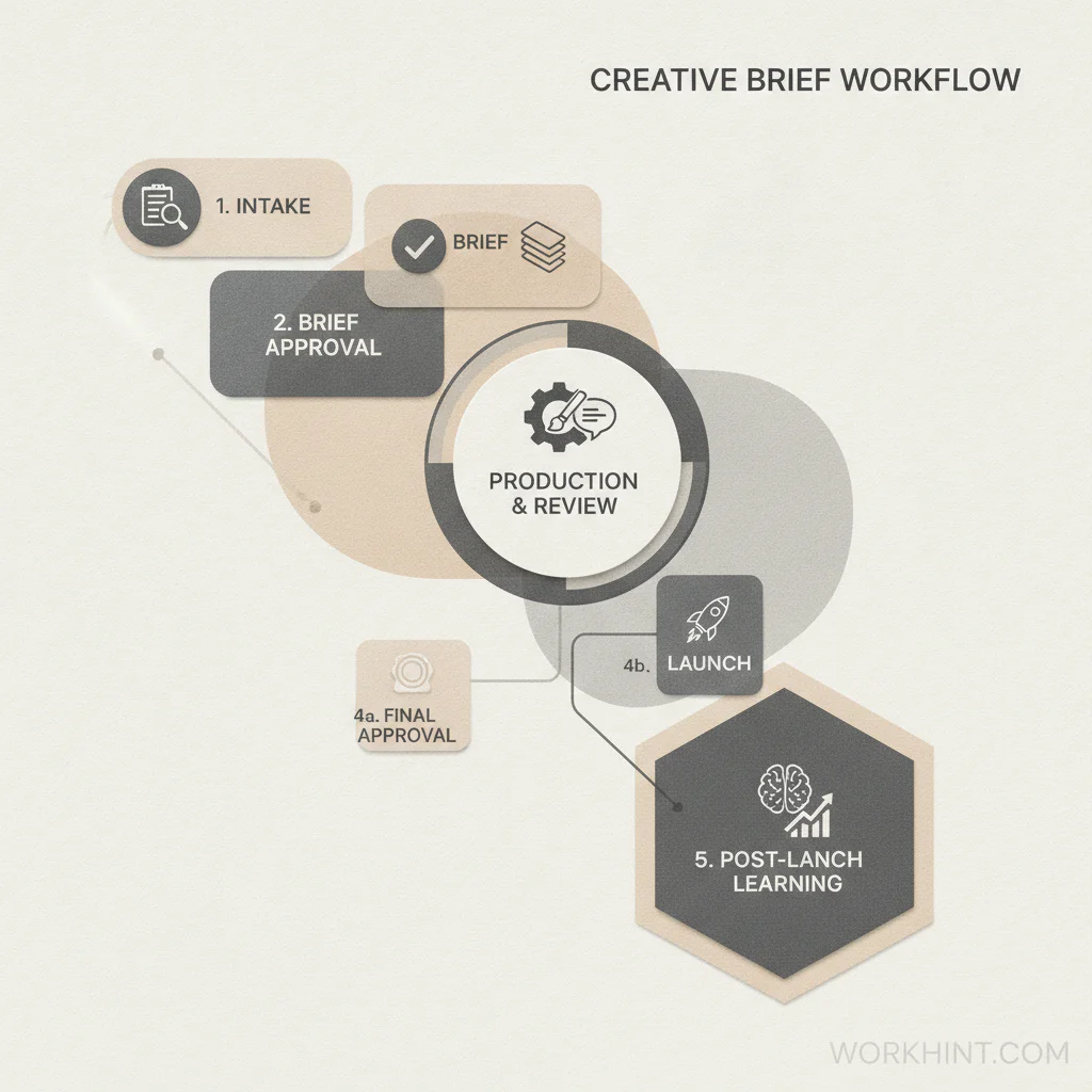 Creative brief workflow map from intake to launch