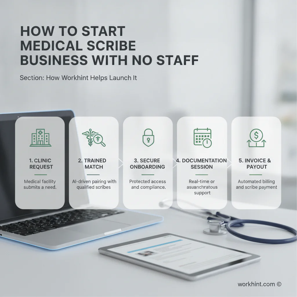 Medical scribe business operating workflow