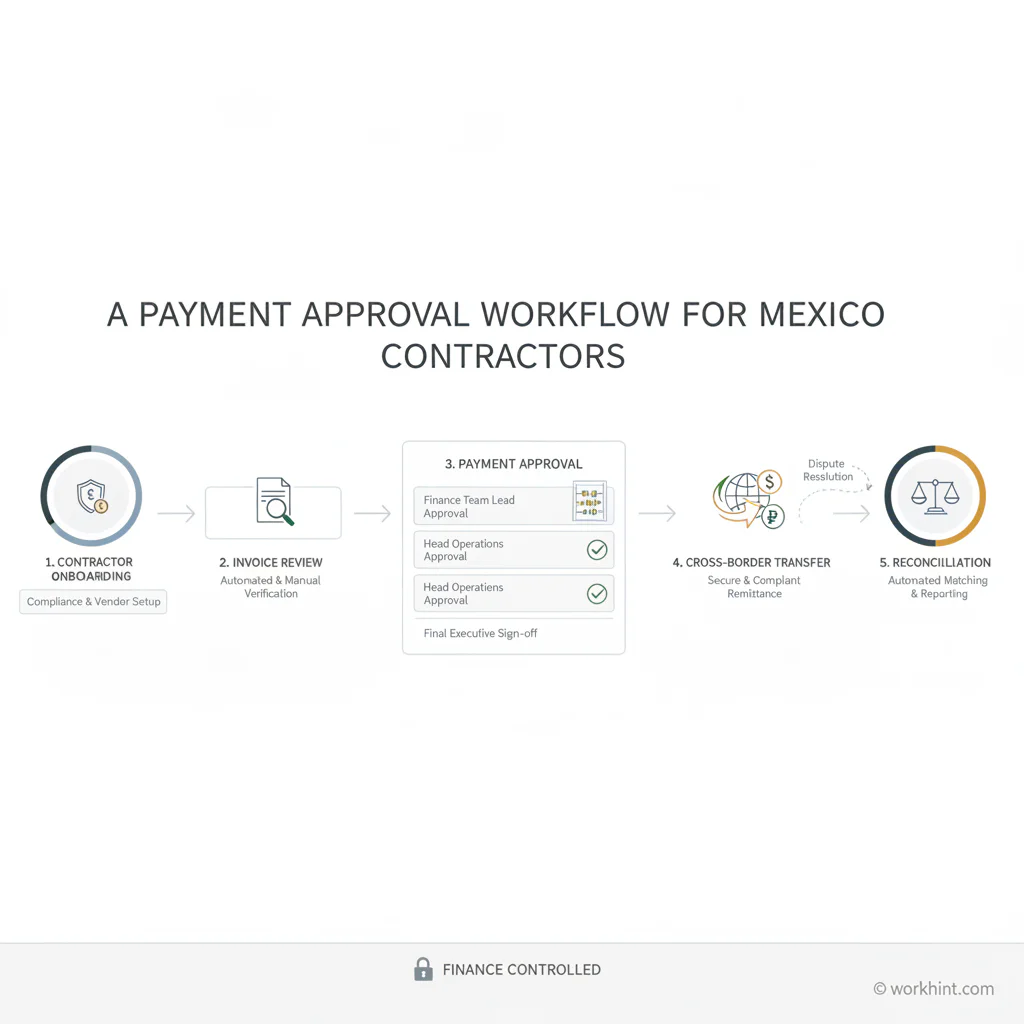 Workflow map for approving Mexico contractor payments