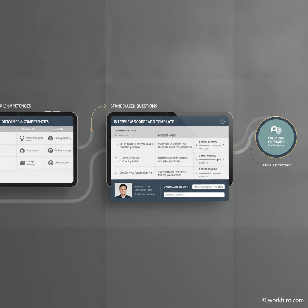 Interview scorecard template workflow infographic