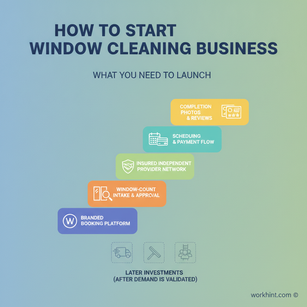 Lean window cleaning business launch stack before heavy equipment investment