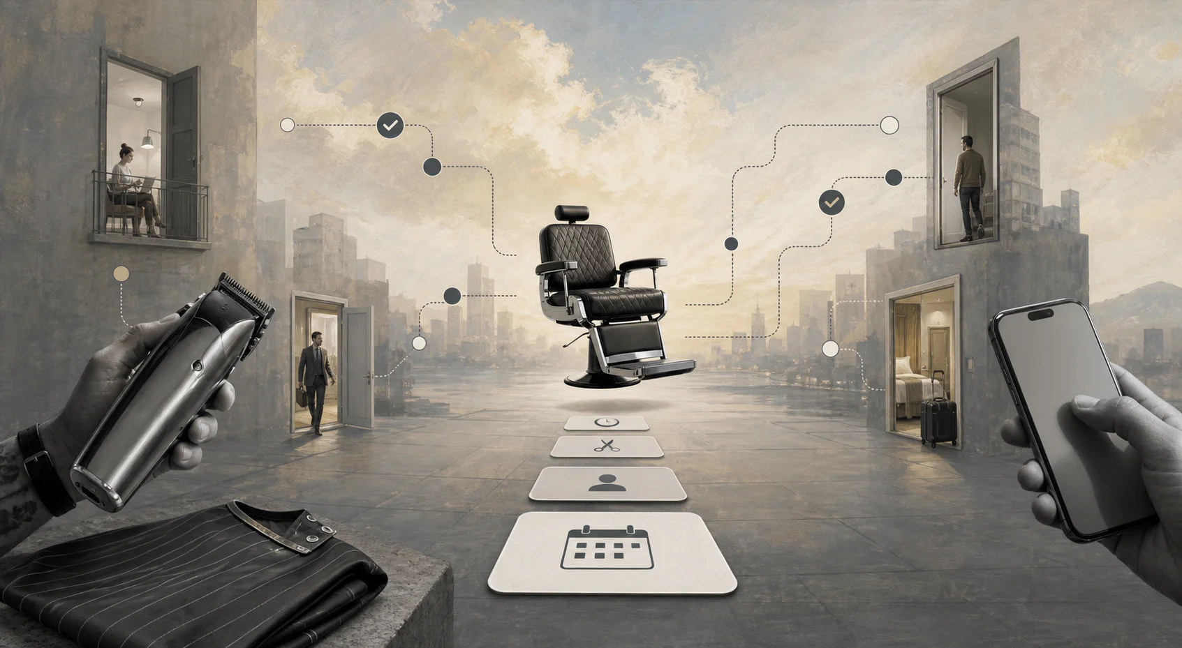 Mobile barber business booking platform and provider network concept