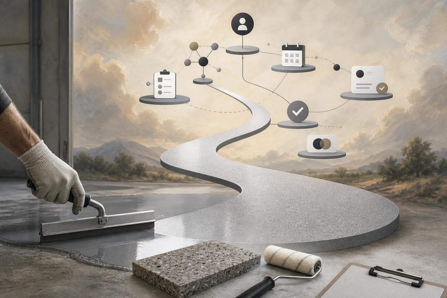 Conceptual editorial image for starting an epoxy flooring business