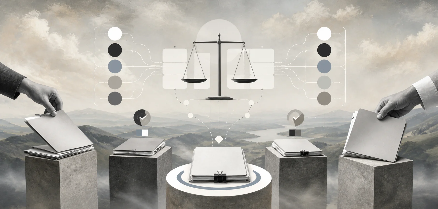 Conceptual no-text Workhint featured image for an RFP evaluation scorecard template