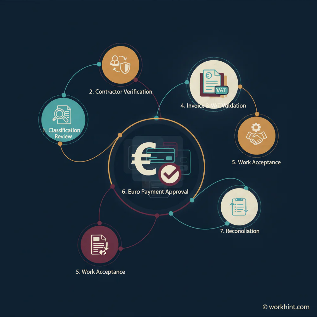Seven-step workflow for paying contractors in Finland