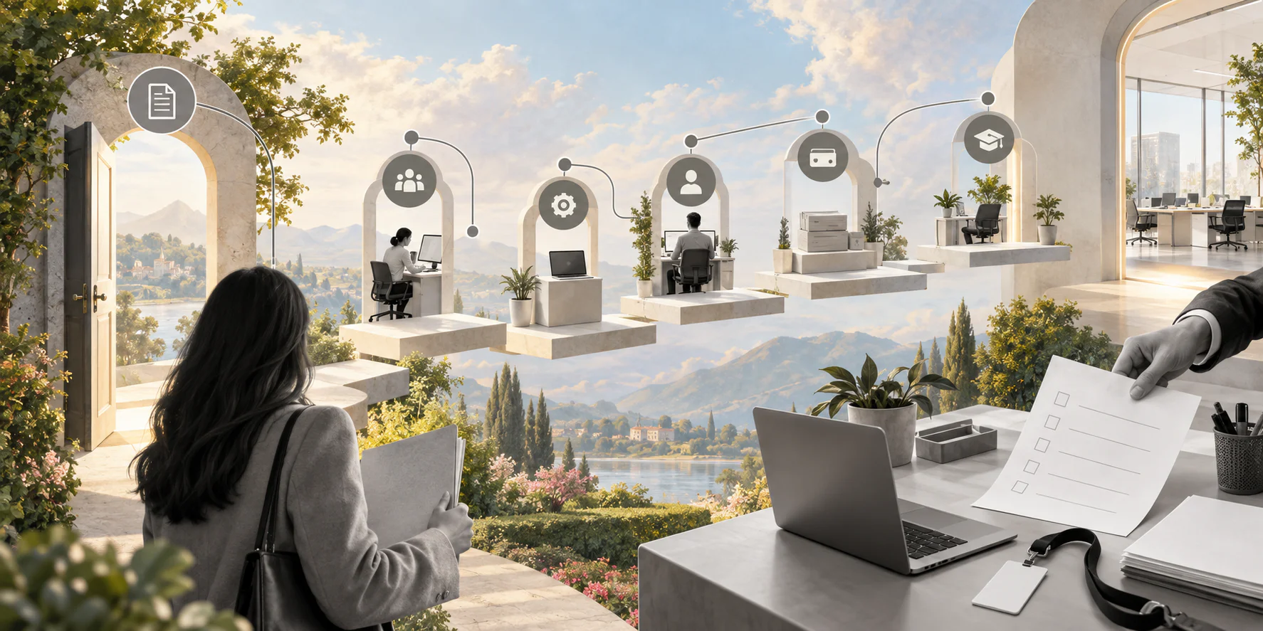 Editorial image representing an employee onboarding checklist workflow
