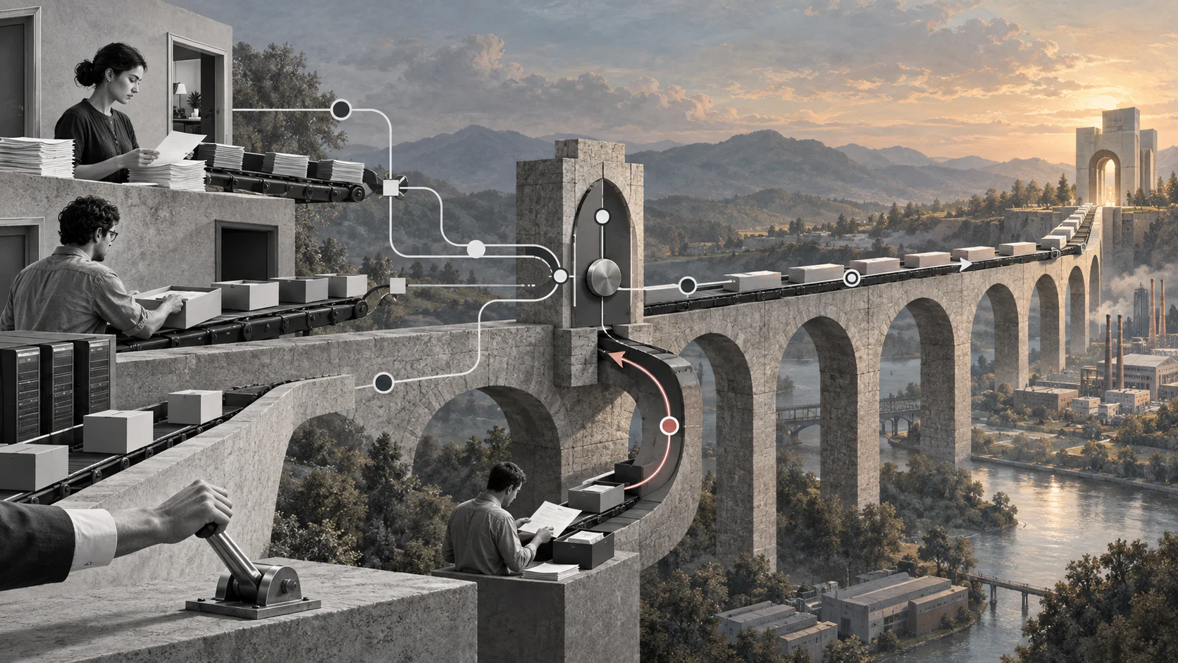 Workflow orchestration connecting people, systems, decisions, and exception recovery